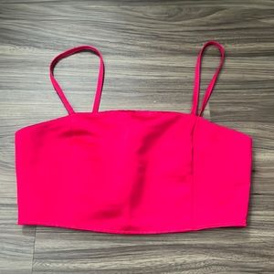 Hot pink satin crop top
